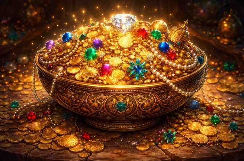 Treasure Bowl slot com tema de tesouros disponível no 518BET cassino